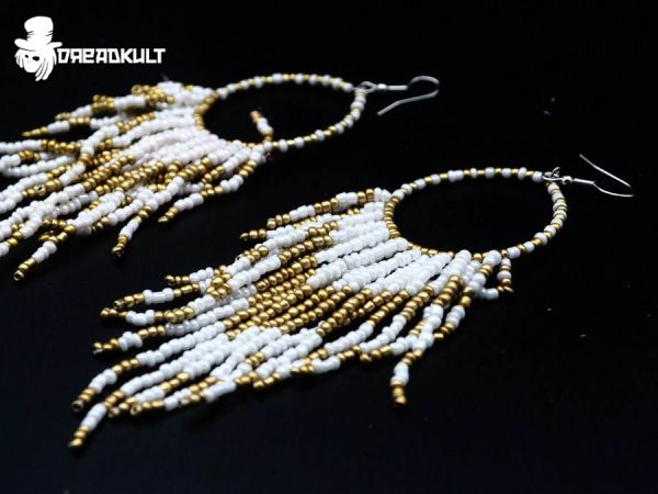 bohemian Perlchen Weiß Ohrringe, boho, Dreadlock schmuck, ohrringe für dreadheads, festival schmuck, schmuck für hippie, hippe schmuck, nativ schmuck, indianer schmuck, gypsy schmuck, goa schmuck, gypsy ohrringe, goa ohrringe